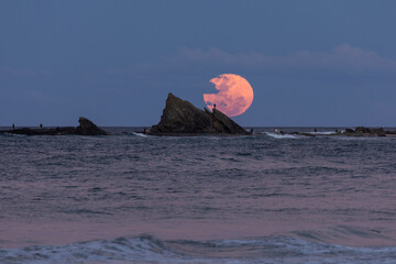 Full moon rising above Currumbin Rock, Gold Coast