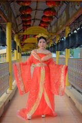 Naklejka premium woman wearing chinese new year costume