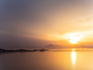 Fototapeta na wymiar Peaceful sunset in Shodo Shima, Japan