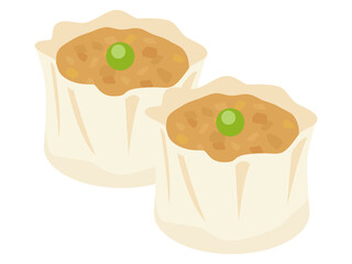 グリーンピースが乗っているしゅうまい　Shumai vector illustration