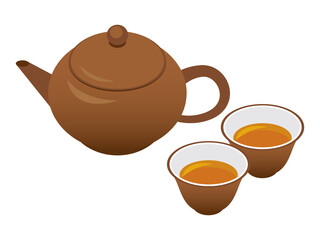 中国茶　急須　Chinese tea vector illustration