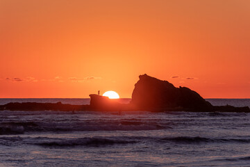 Currumbin Rock Gold Coast, clear skies sunrise.