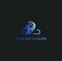 samurai and clouds in black background