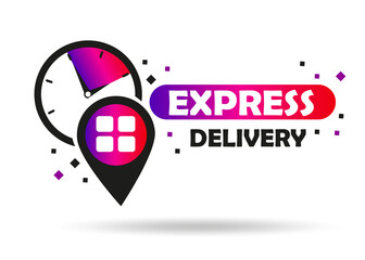 Express delivery service logo. Fast time delivery order with stopwatch. Quick shipping delivery icon