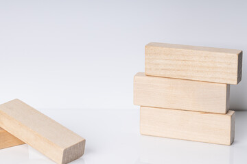 empty wooden blocks stack. template for business strategy and planning