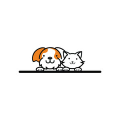 Dog and cat logo template vector
