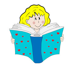 Niña leyendo un libro.