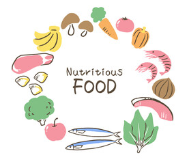 illustration of food in supermarket
