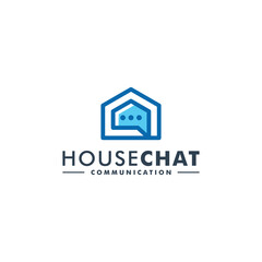 Home chat logo design talk home icon vector illustration