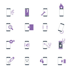 Mobile Phone repair, Smartphone Repair Icon Set. Vector Illustration