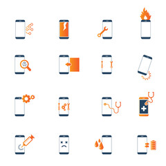 Mobile Phone repair, Smartphone Repair Icon Set. Vector Illustration