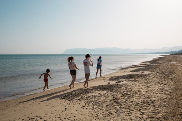Groups of friends at the beach