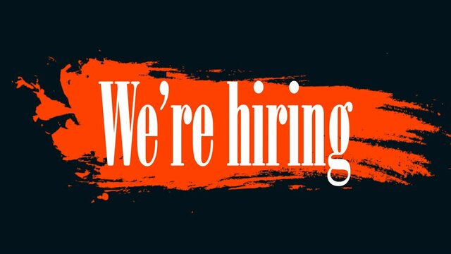 We are hiring. Phrase that appears on a brushstroke