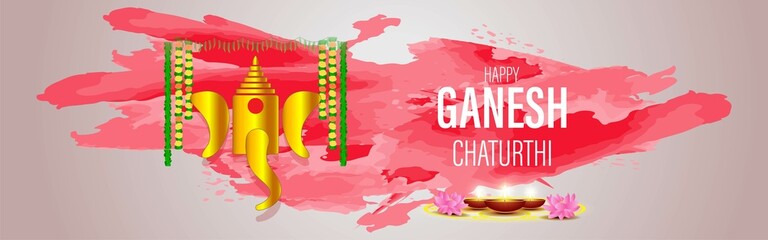 VECTOR ILLUSTRATION FOR INDIAN LORD GANESHA FESTIVAL HAPPY GANESHA CHATURTHI MEANS "HAPPY GANESH CHATURTHI".