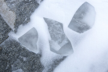 cold frozen stones in ice
