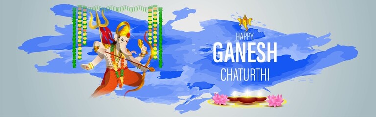 VECTOR ILLUSTRATION FOR INDIAN LORD GANESHA FESTIVAL HAPPY GANESHA CHATURTHI MEANS "HAPPY GANESH CHATURTHI".