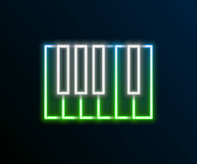 Glowing neon line Grand piano icon isolated on black background. Musical instrument. Colorful outline concept. Vector