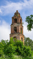 Fototapeta na wymiar an old abandoned Orthodox bell tower
