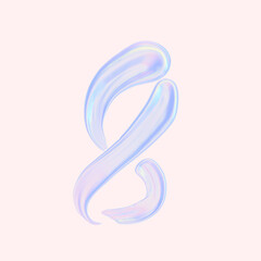 Numeral 8. Holographic gradient 3d digit eight illustration isolated