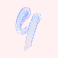 Numeral 4. Holographic gradient 3d digit Four illustration isolated