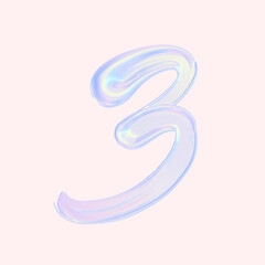 Obraz premium Numeral 3. Holographic gradient 3d digit Three illustration isolated