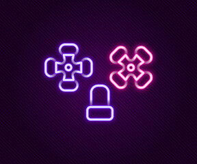 Glowing neon line Water tap icon isolated on black background. Colorful outline concept. Vector