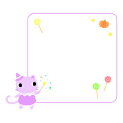 ハロウィンのネコ　フレーム＋装飾付