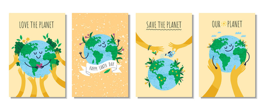 Earth day environmental globe save nature template for card poster banner