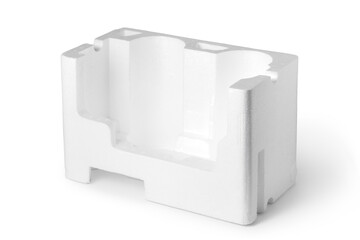 Empty styrofoam box isolated on white background - obrazy, fototapety, plakaty