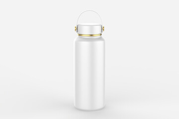 Matte Thermos Bottle Mockup isolated on white background. 3d illustration 