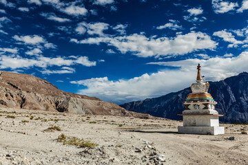 Chorten in Himalayas. Nubra valley, Ladakh, India