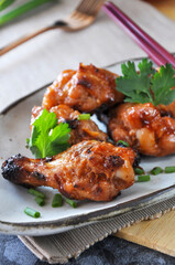 Close up Delicious Asain Style Barbecue Chicken Wings
