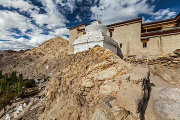 Fototapeta premium Shey palace and whitewashed chorten. Ladakh, India