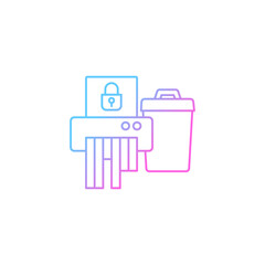 Sensitive information disposal gradient linear vector icon. Confidential waste. Accidental disclosure prevention. Thin line color symbol. Modern style pictogram. Vector isolated outline drawing