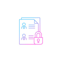 Fototapeta premium Employee data protection gradient linear vector icon. Safeguarding personal data in workplace. Personnel files. Thin line color symbol. Modern style pictogram. Vector isolated outline drawing