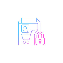 Consumer data privacy gradient linear vector icon. Safeguarding buyers. Sensitive info. Customer protection. Thin line color symbol. Modern style pictogram. Vector isolated outline drawing