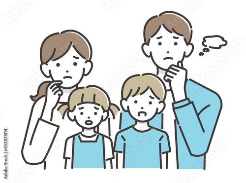 困った顔の若い家族のベクターイラスト素材 シンプル 子供 夫婦 30s Wall Mural 3 ニワトコ