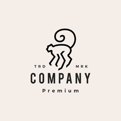 monkey long tail hipster vintage logo vector icon illustration