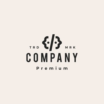 people code team hipster vintage logo vector icon illustration