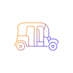 Auto rickshaw gradient linear vector icon. Three-wheeler taxi. Passenger car equivalent. Thailand tuk-tuk. Thin line color symbol. Modern style pictogram. Vector isolated outline drawing