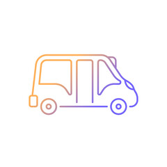 Minibus gradient linear vector icon. Small bus for transporting passengers. Motor vehicle. Travel service. Thin line color symbol. Modern style pictogram. Vector isolated outline drawing