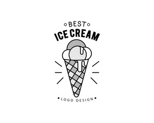 Ice cream fast food delicious logo style 