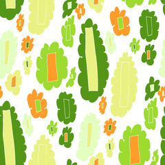 Seamless vector pattern with abstract modern doodles. Bright summer print. Trendy colorful background. Vintage geometric doodles.	