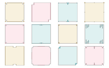 正方形・細いラインのシンプルなフレーム　パステルカラー