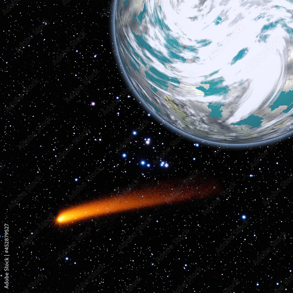 Canvas Prints comet over the earth. meteor rain. the elements of this image furnished by nasa.