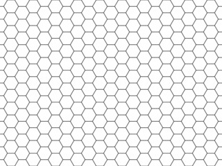Line grid of hexagons black and white seamless pattern. Vector