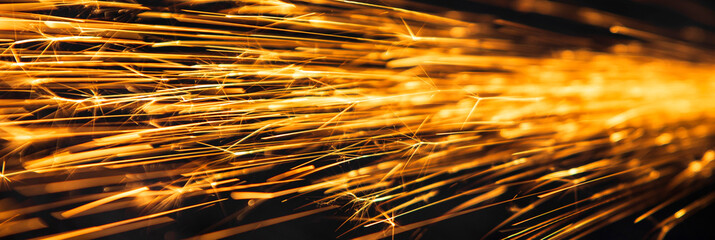sparks from the fire with dark background