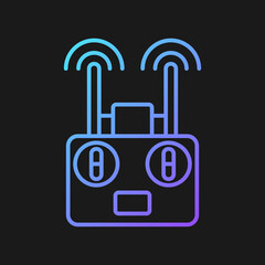 Remote controller gradient vector manual label icon for dark theme. Radio transmitter. Thin line color symbol. Modern style pictogram. Vector isolated outline drawing for product use instructions
