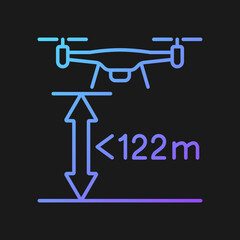 Max flight height gradient vector manual label icon for dark theme. Altitude limit. Thin line color symbol. Modern style pictogram. Vector isolated outline drawing for product use instructions