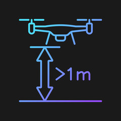 Minimum flight height gradient vector manual label icon for dark theme. Prevent collisions. Thin line color symbol. Modern style pictogram. Vector isolated outline drawing for product use instructions